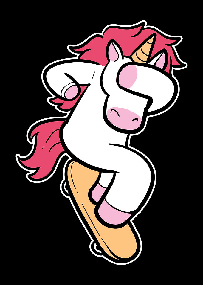 Dabbing Unicorn Skateboard