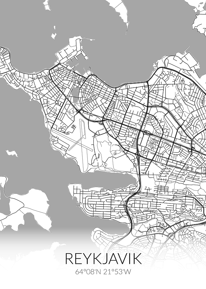 Reykjavik City Map White