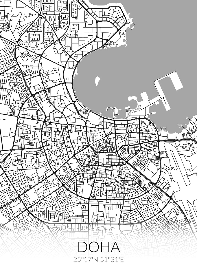 Doha City Map White
