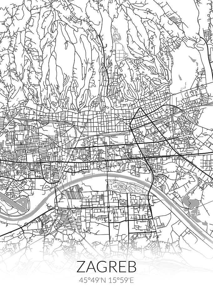 Zagreb City Map White