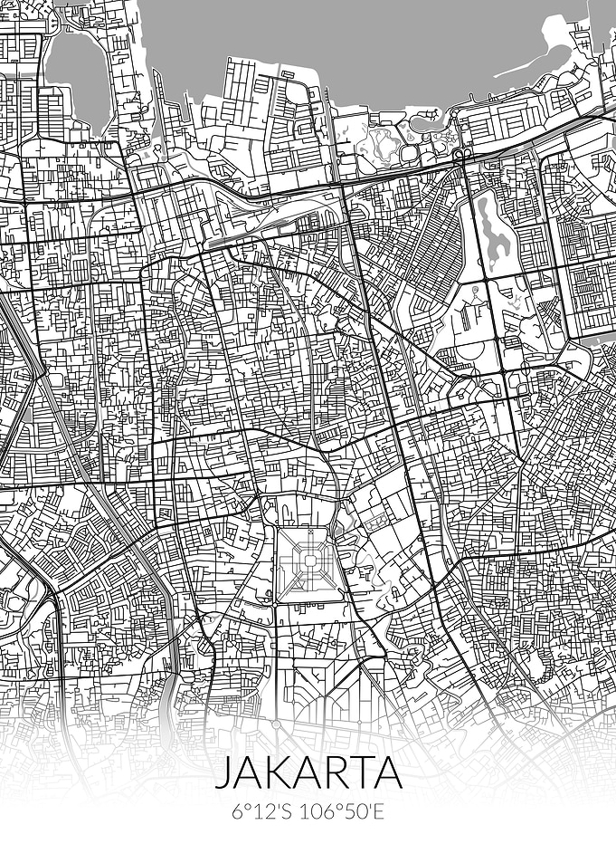 Jakarta City Map White