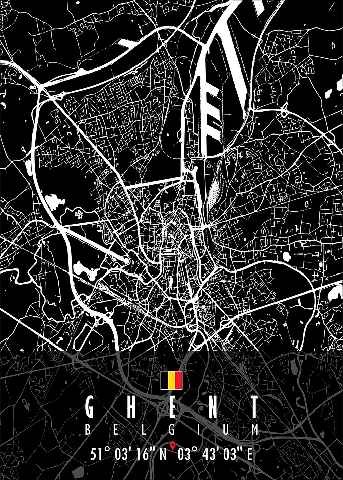 GHENT MAP BELGIUM