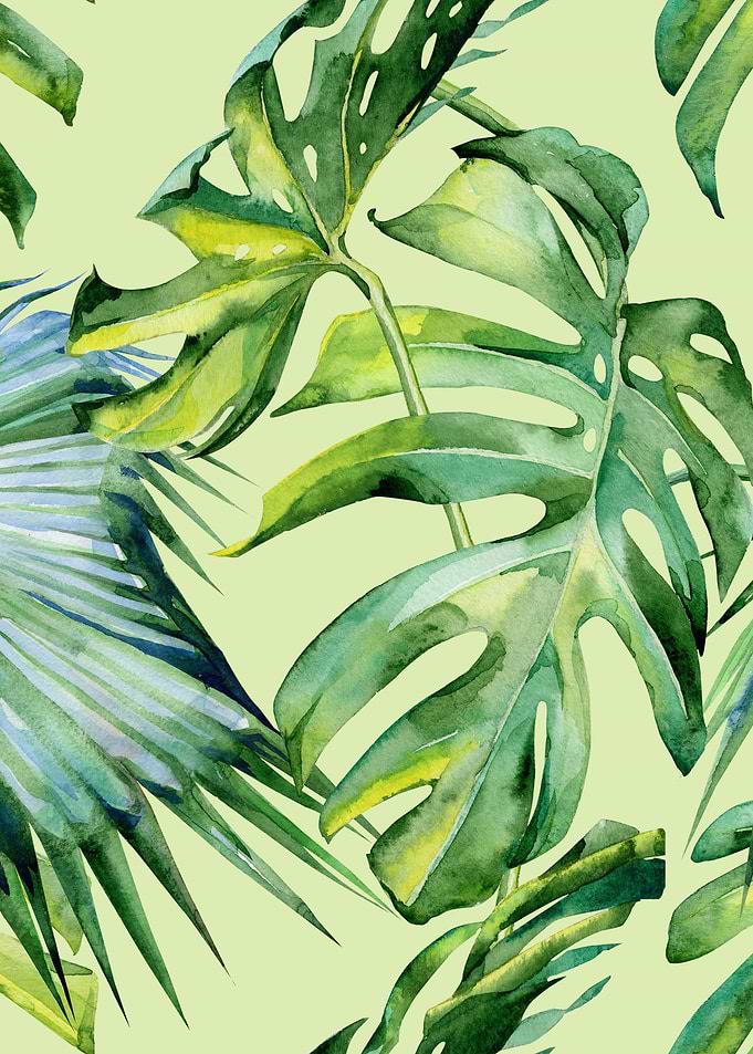 Green Watercolor Trop 05
