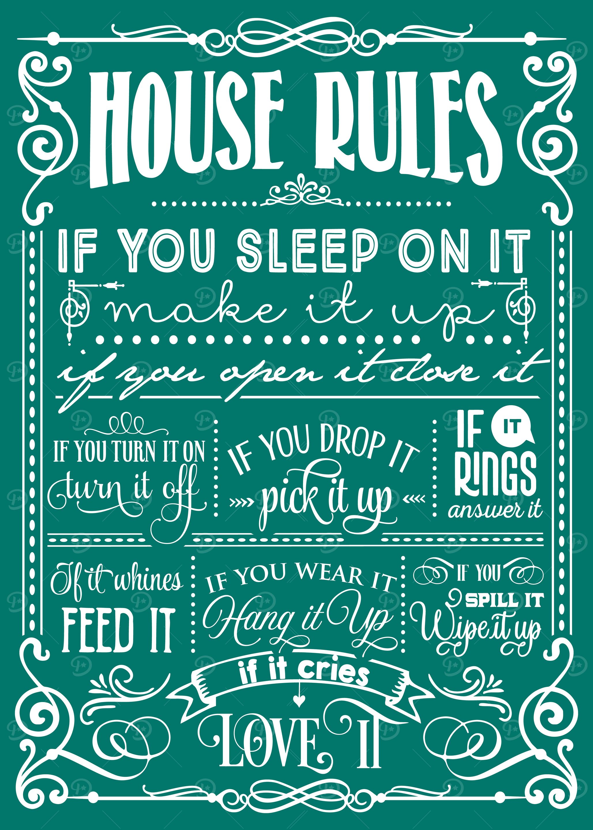 House Rules Teal White