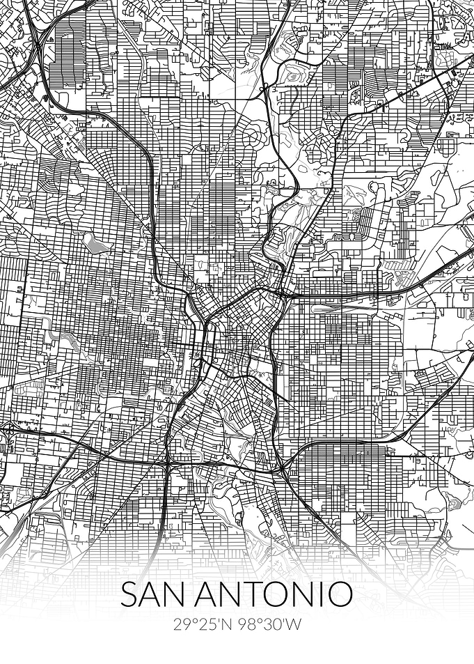 San Antonio City Map White