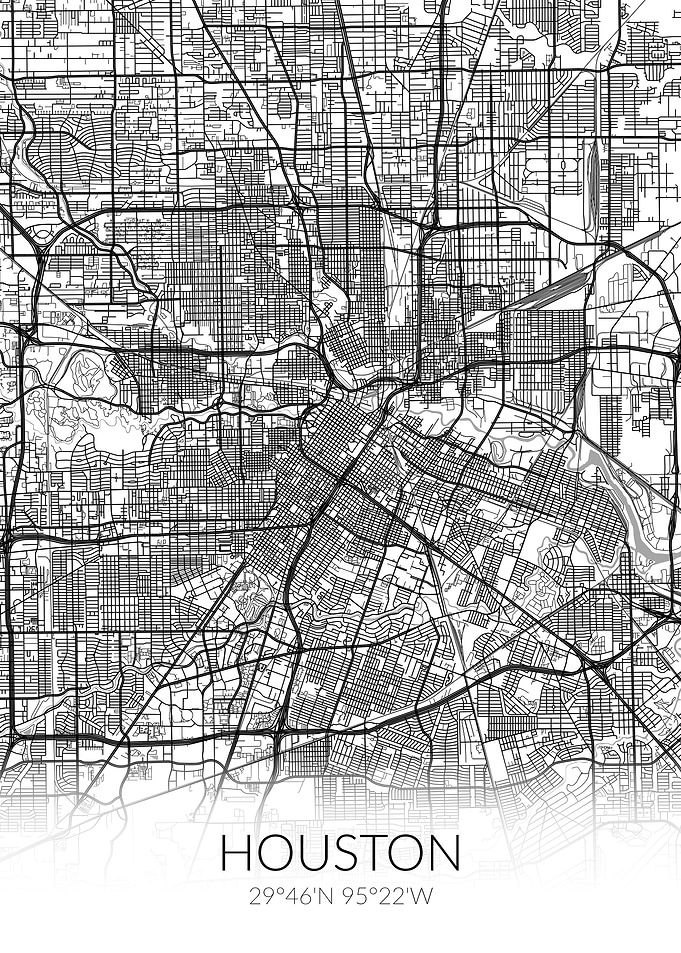 Houston City Map White