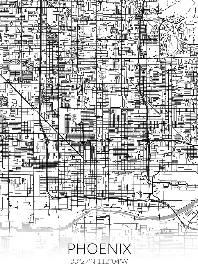 Phoenix City Map White