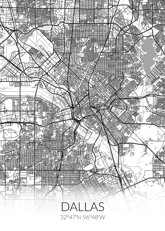 Dallas City Map White