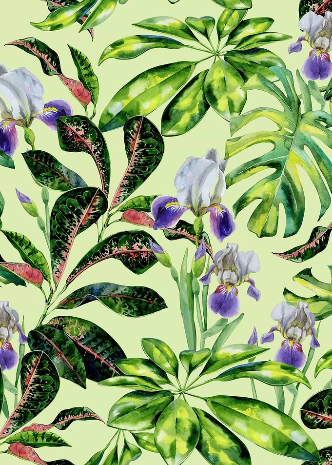 Green Watercolor Trop 12