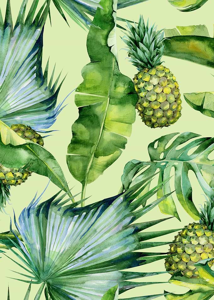 Green Watercolor Trop 07