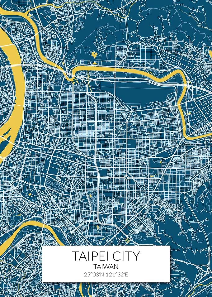 Taipei City Map Blue