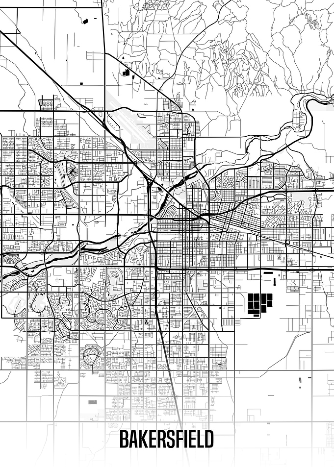 Bakersfield white map