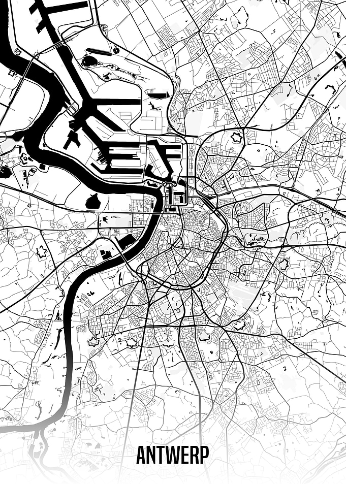 Antwerp white map