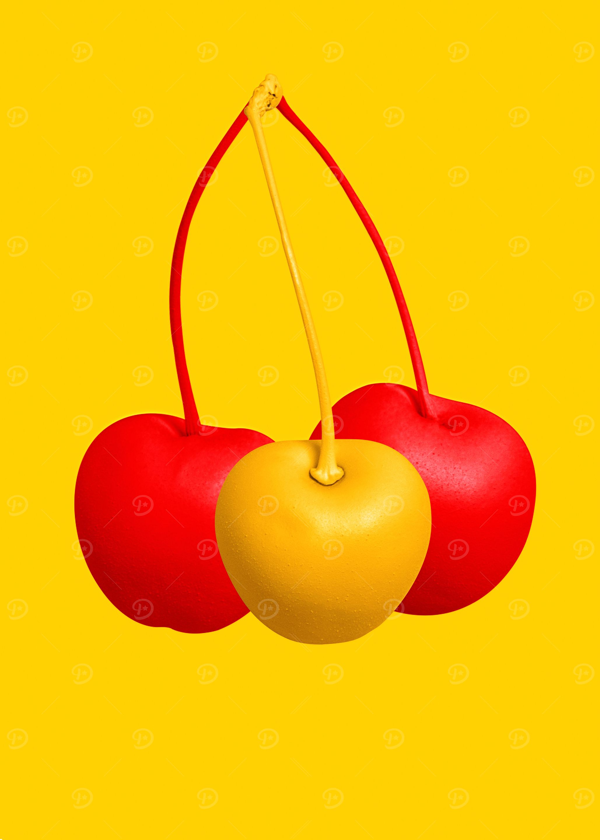 Three ripe cherry