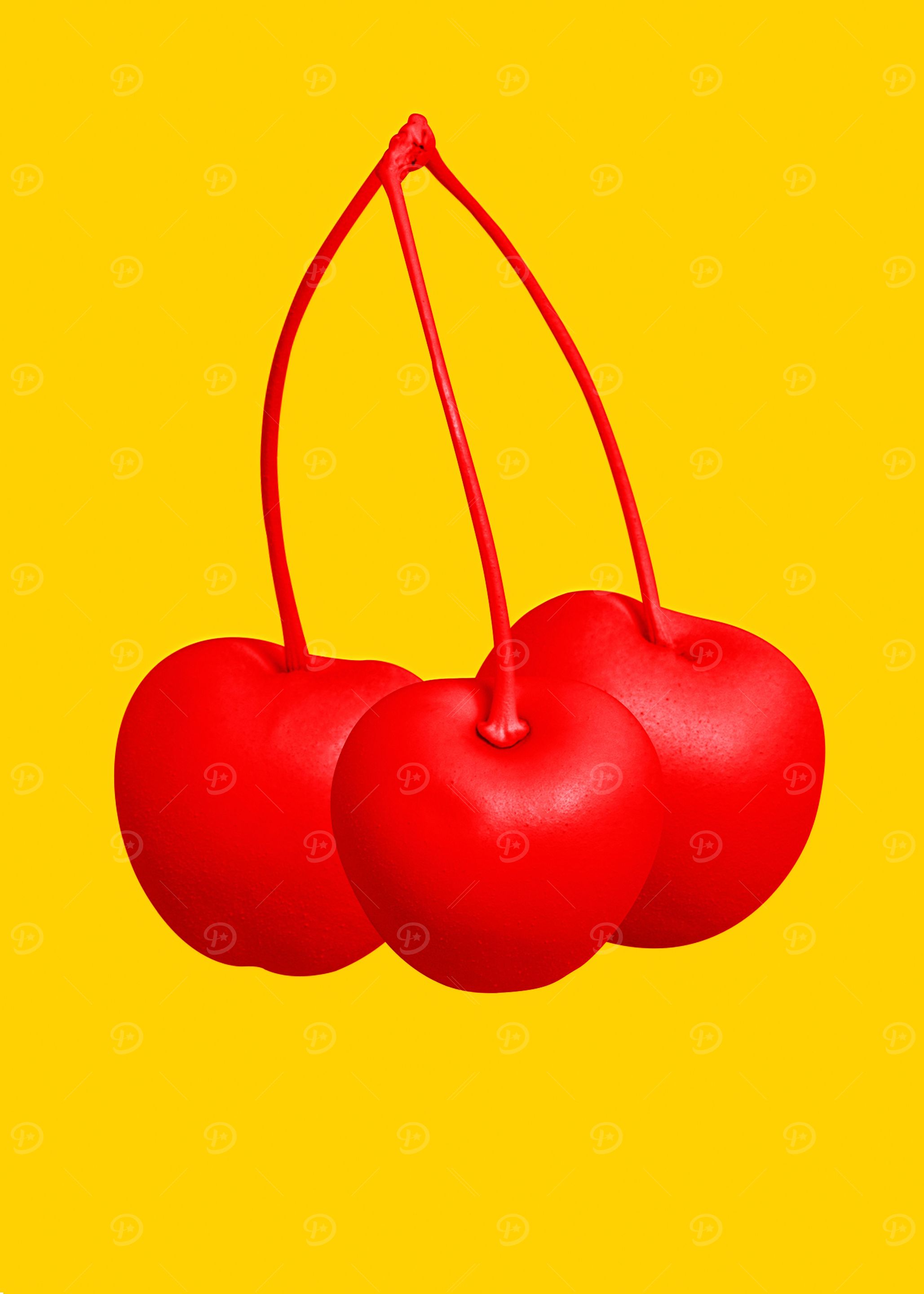 Three red cherry