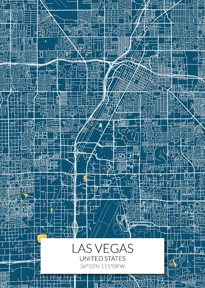 Las Vegas Map Blue White
