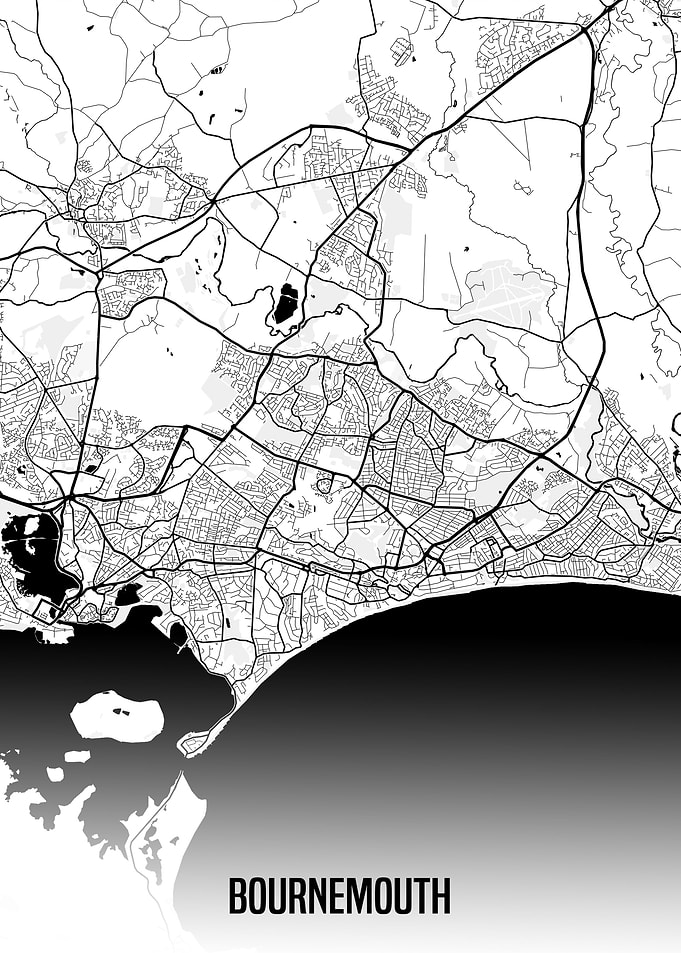 Bournemouth white map