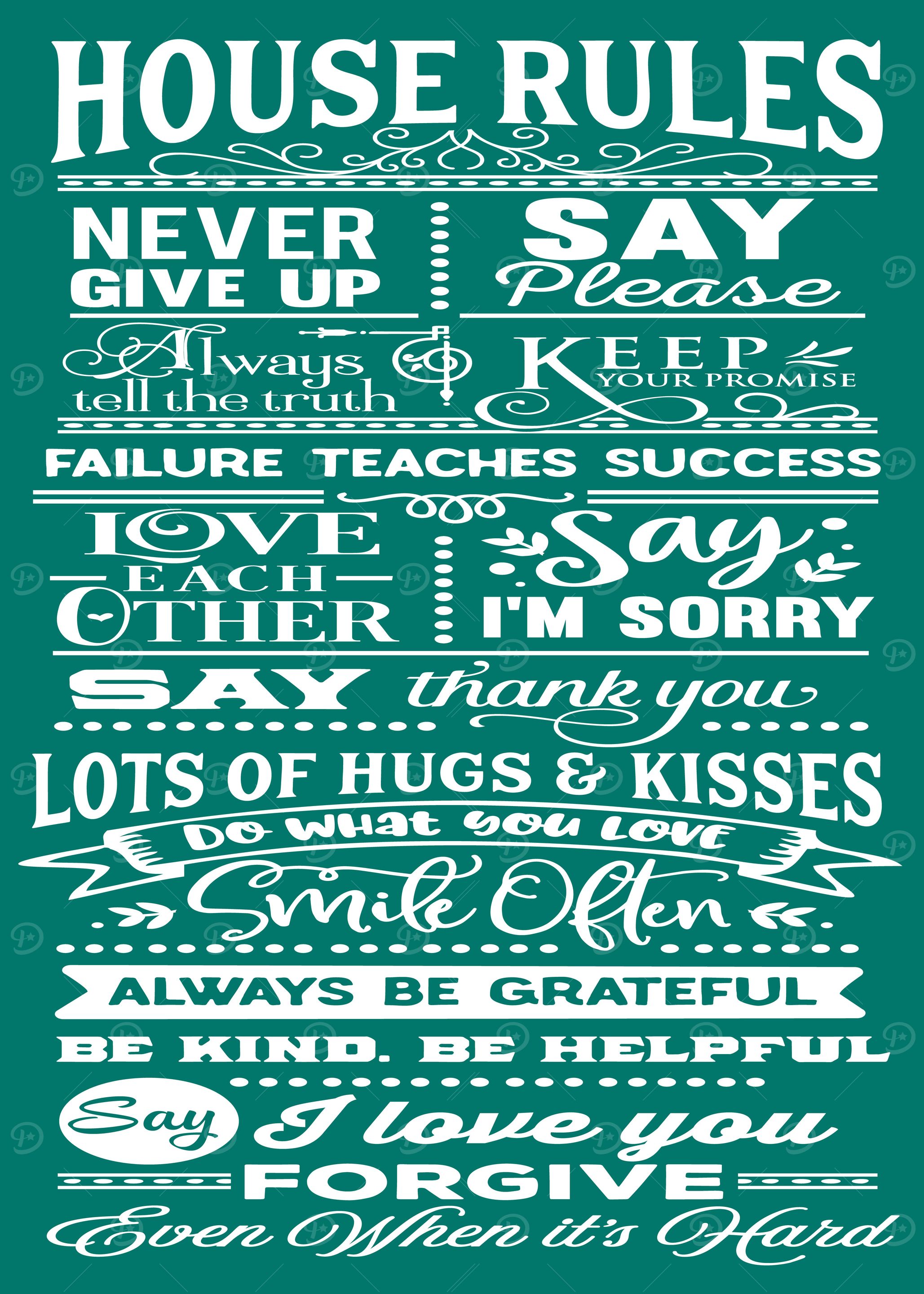 House Rules Teal White