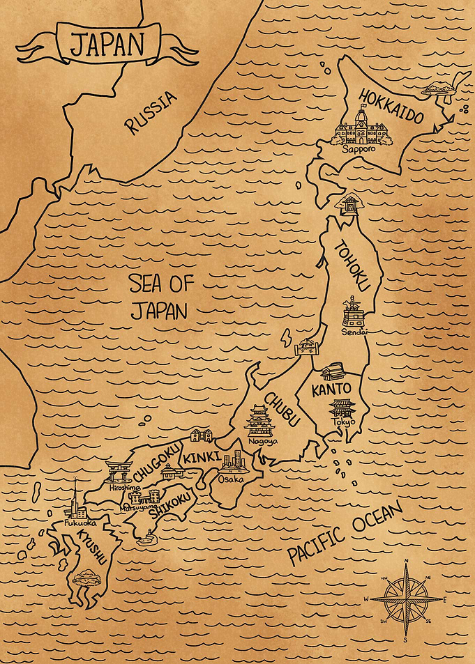 Vintage Map of Japan