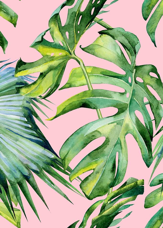 Pink Watercolor Trop 05
