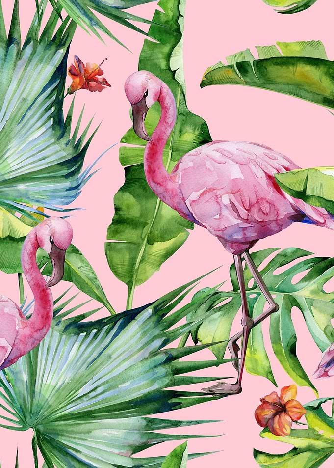 Pink Watercolor Trop 09
