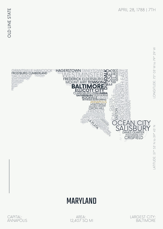 Maryland USA letter map
