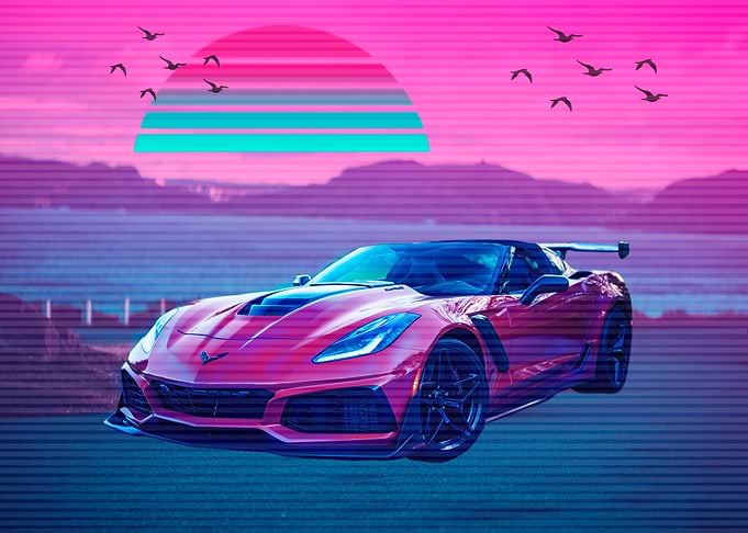 Car Sport Retro Sunset