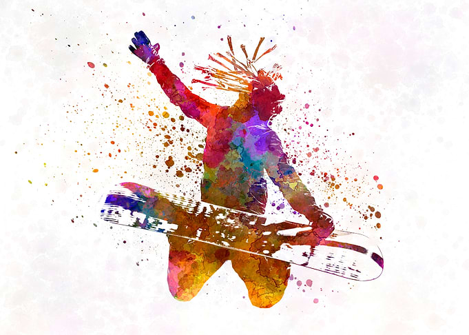 Young snowboarder man