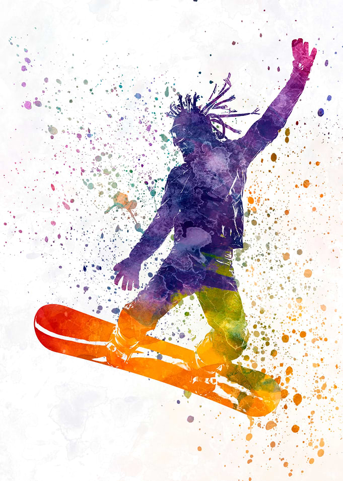 Young snowboarder man