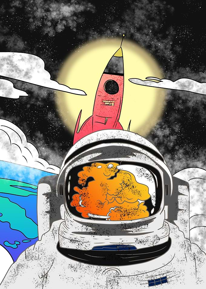 rocket and earth