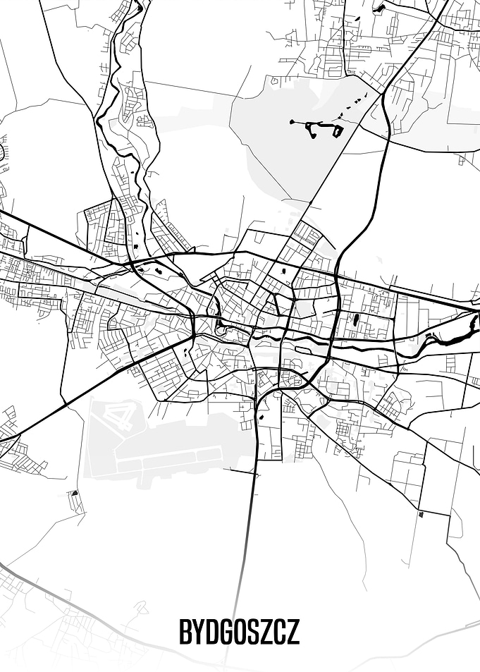 Bydgoszcz white map