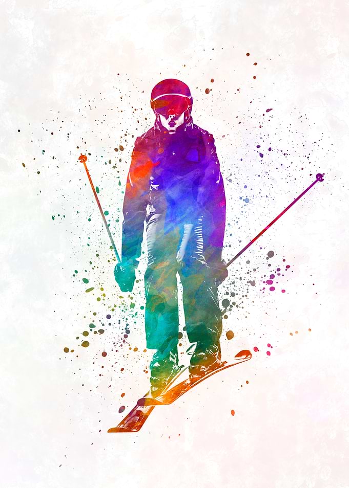Woman skier skiing
