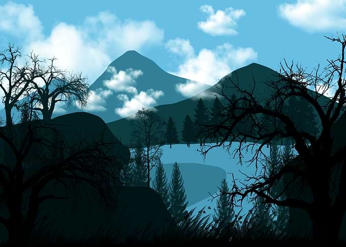 mountain and forest