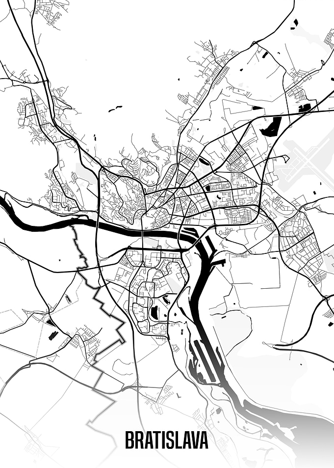Bratislava white map