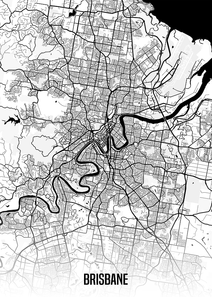 Brisbane white map