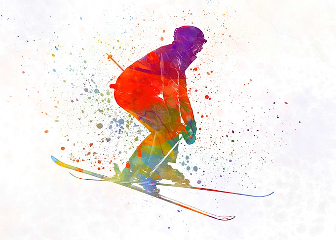 Woman skier skiing