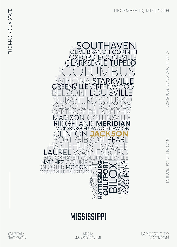 Mississippi USA map