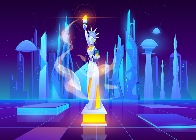 Neon statue of liberty