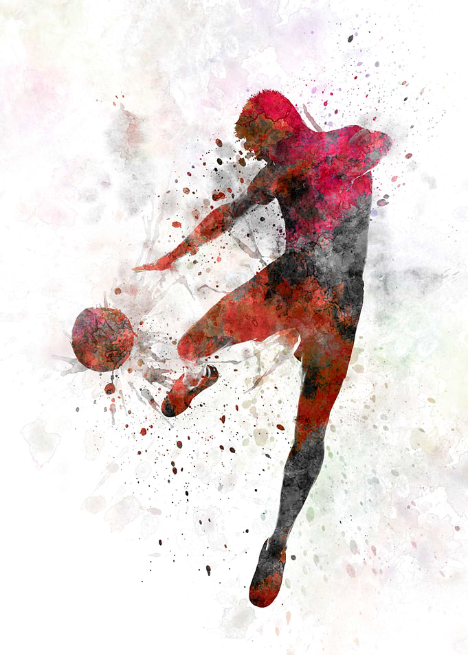 Watercolor soccer player