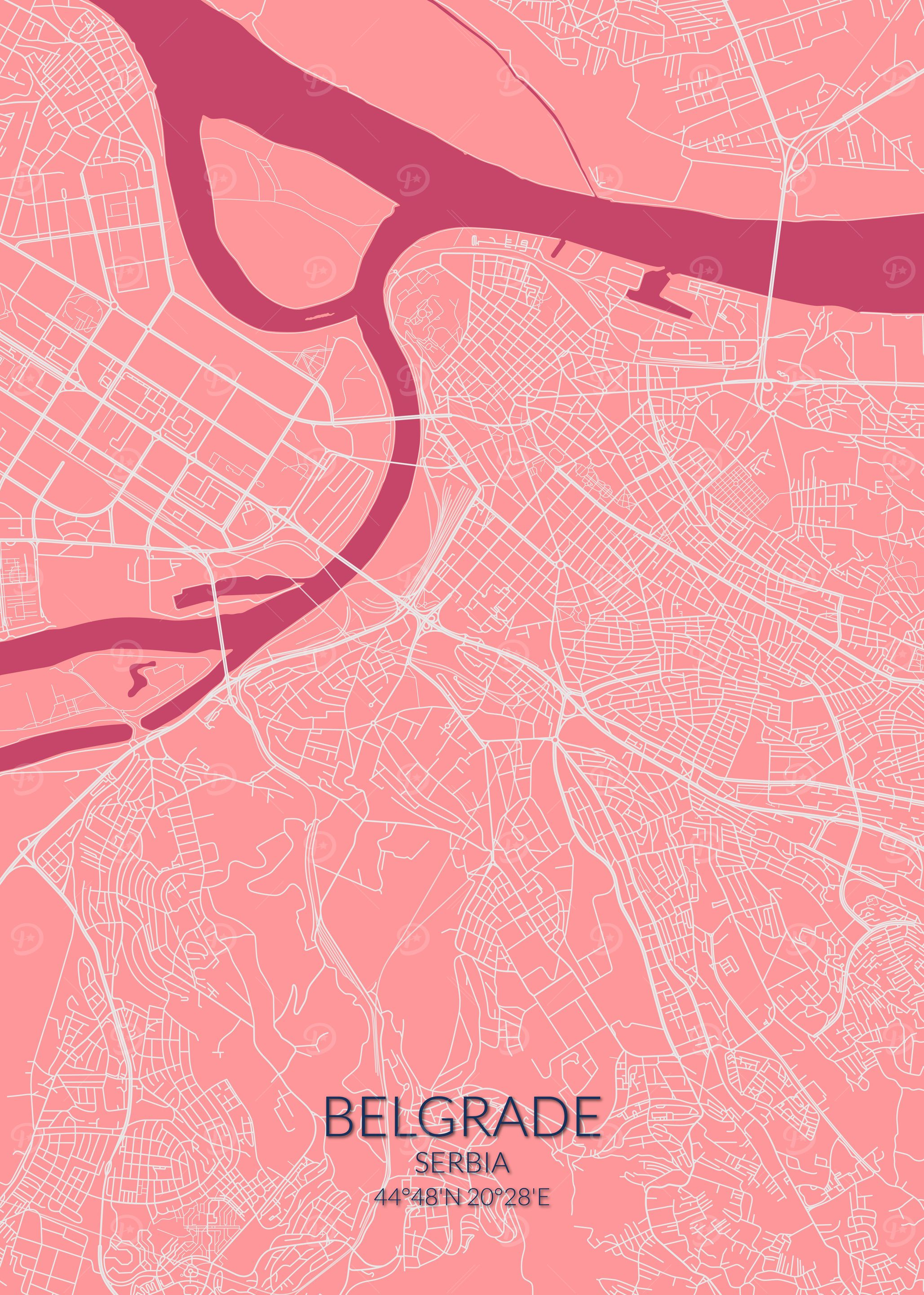 Belgrade Pink Rose Map