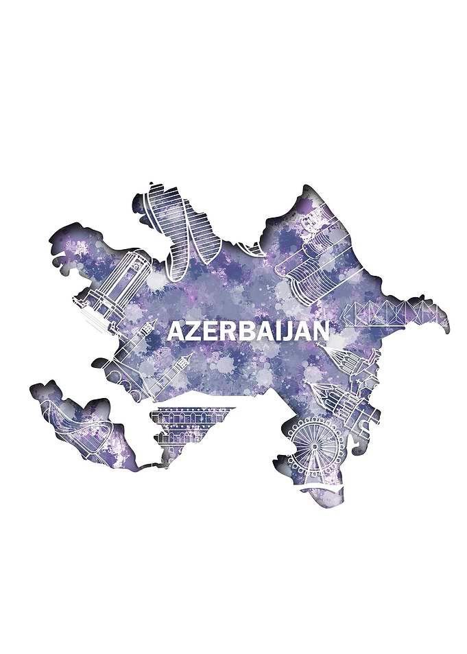 Skyline map of Azerbaijan