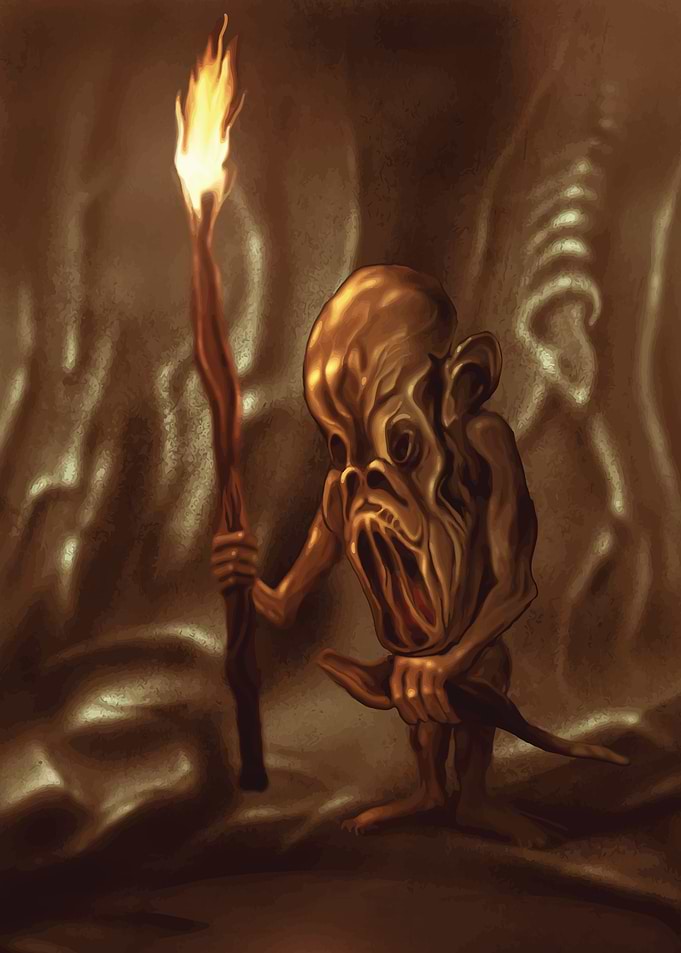 Funny creature with torch
