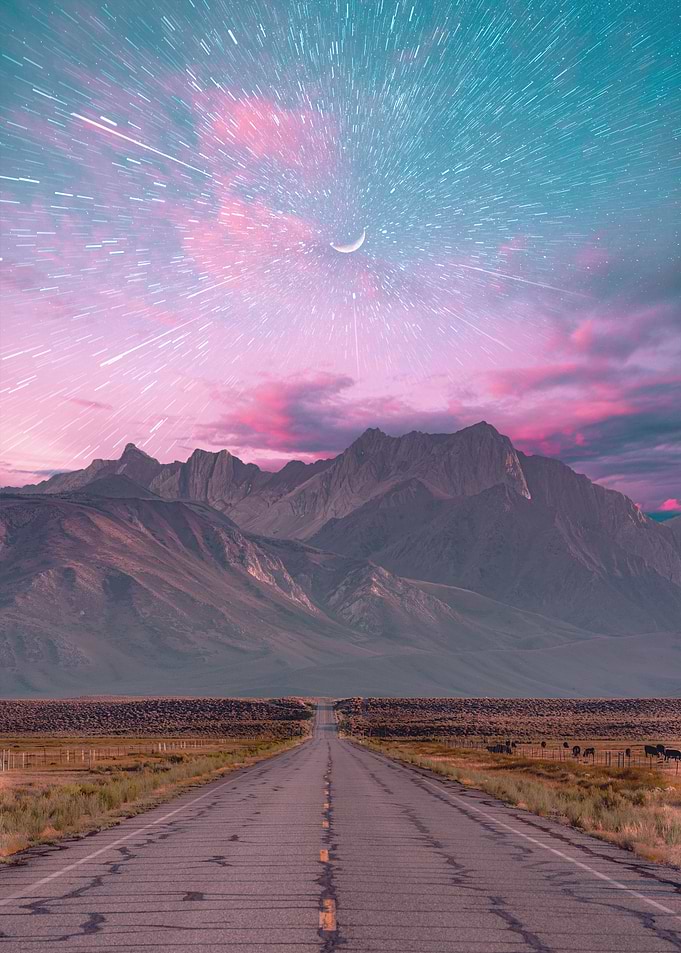 starry snow mountains