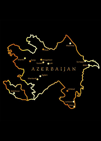 Map of Azerbaijan golden