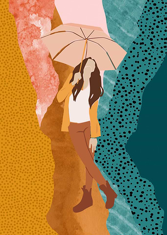 Woman with yellow umbrella