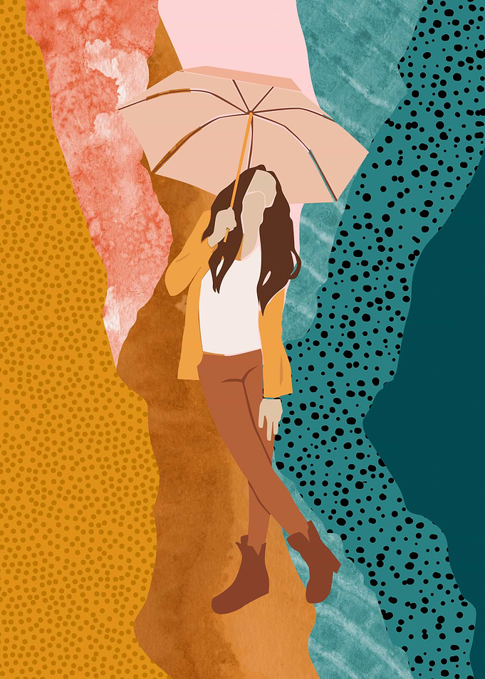 Woman with yellow umbrella