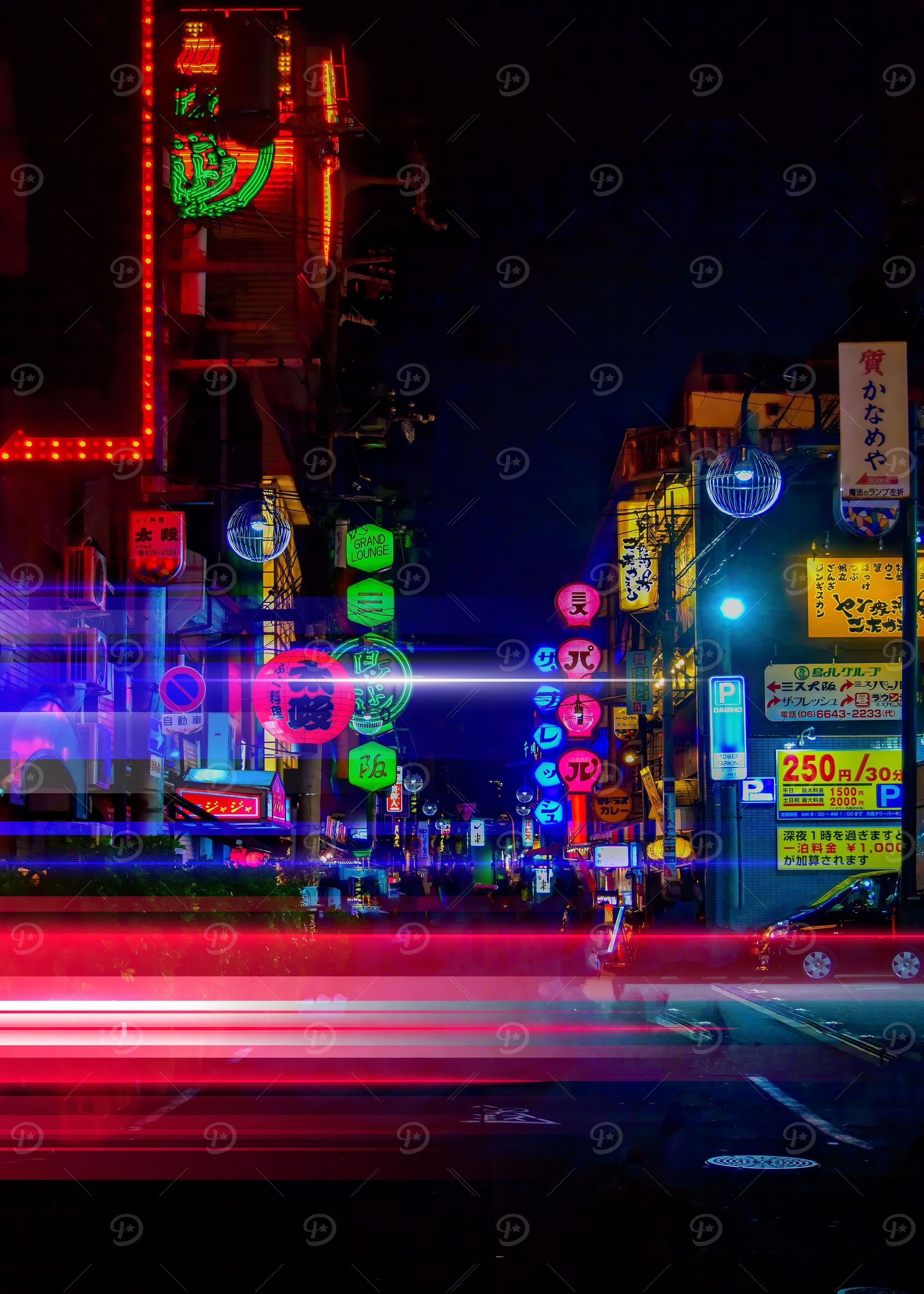 Neon night city Tokyo