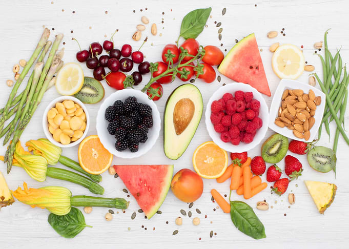 Healthy food colored