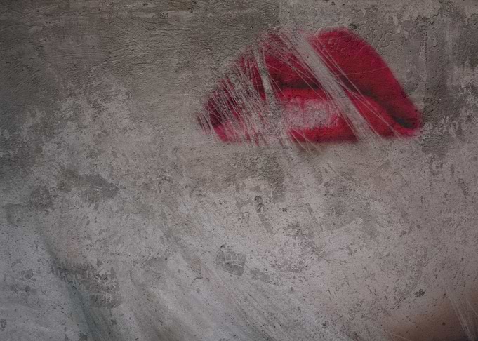 Lips Red Concrete