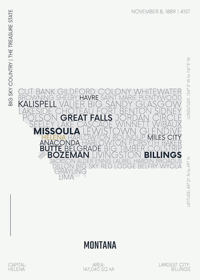 Montana USA text map
